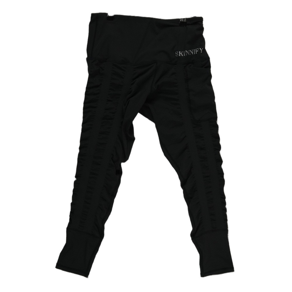Skinnify Leggings Women's Size Large Black Ruched High Rise Pants